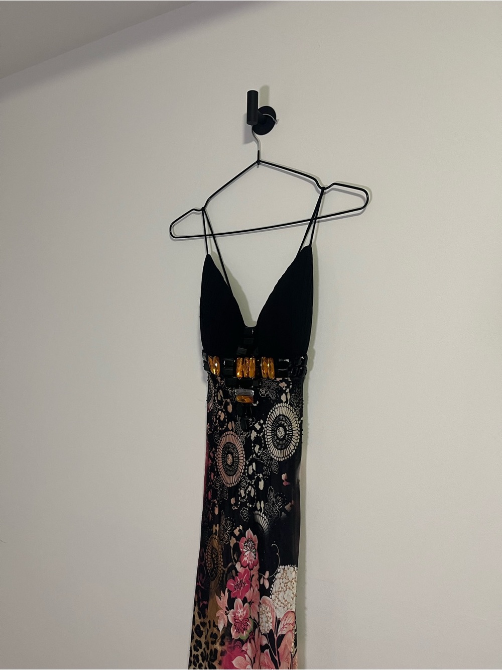 vintage beaded printed maxi dress